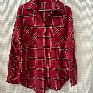 2/$15 NWOT Red Plaid Button Down Shacket - Size Medium